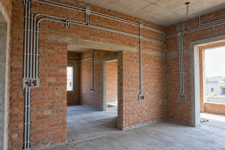Illustration of new home wiring conduits.